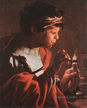  holandés - Niño encendiendo una pipa pintor holandés Hendrick ter Brugghen